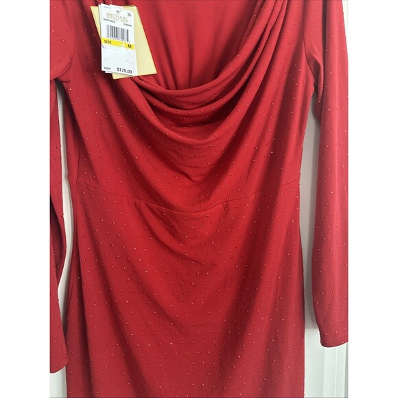 Michael Kors Women's Studded Long-Sleeve Bodycon Dress Crimson Red Size M - Picture 12 of 16